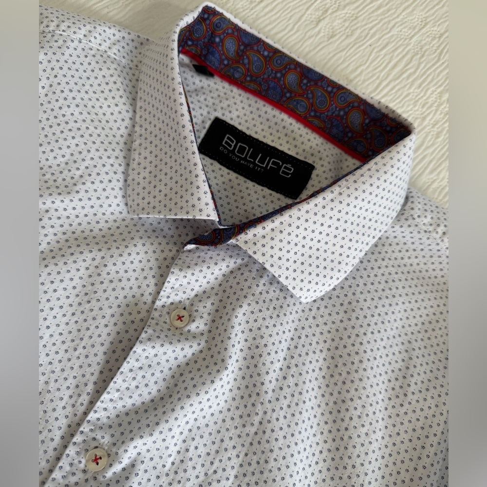 Bolufe button down dress shirt blue white size XXL
